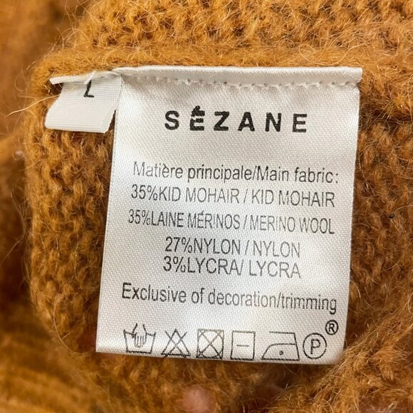 Rare! EUC Sezane Dereck Mohair Merino Cardigan Brown Large - Picture 6 of 7